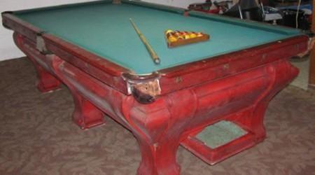 Before restoration - antique pool table F.X. Ganther