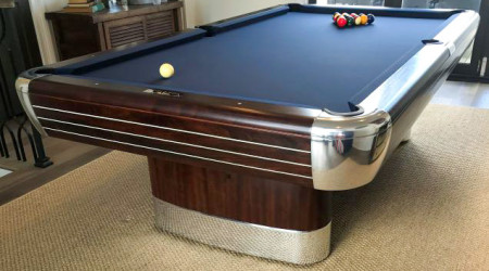 A fully restored antique The Anniversary pool/billiard table from Billiard Restoration