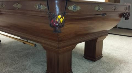 The Saratoga – a corner pocket on a fully restored pool table